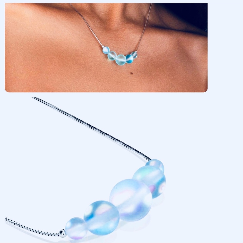 NWOT Mermaid Glass & Sterling Silver Necklace